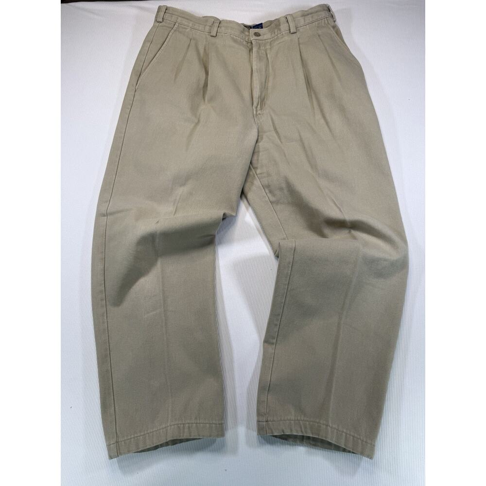 Ruff Hewn Khaki Pants Mens 38x30 Pleated Classic Fit Cotton Casual